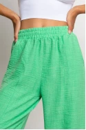Cropped παντελόνι loose fit τύπου λινό μέντα