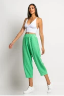 Cropped παντελόνι loose fit τύπου λινό μέντα