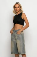 Jean baggy βερμούδα dirty denim Jean baggy βερμούδα dirty denim