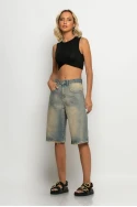 Jean baggy βερμούδα dirty denim Jean baggy βερμούδα dirty denim