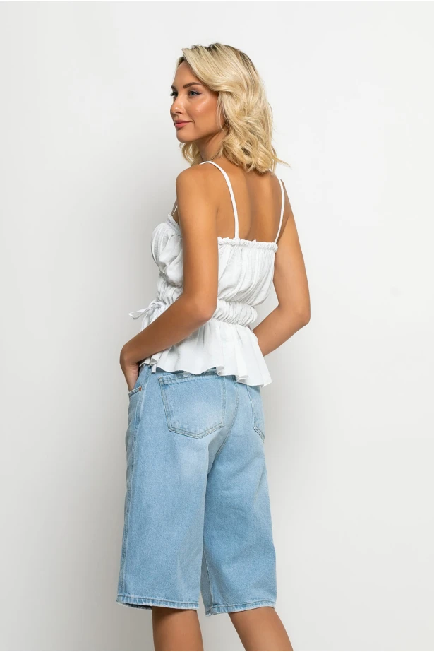 Jean baggy βερμούδα μπλε ανοιχτό Jean baggy βερμούδα μπλε ανοιχτό