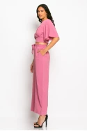 Σετ παντελόνα και cropped μπλούζα κρουαζέ dusty pink