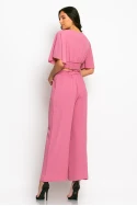 Σετ παντελόνα και cropped μπλούζα κρουαζέ dusty pink