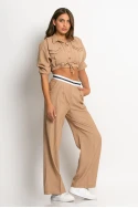 Σετ παντελόνι tailoring και cropped πουκάμισο μπεζ σκούρο