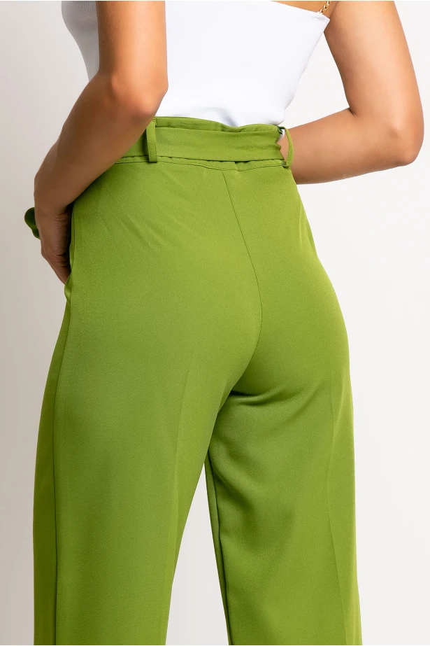 Παντελόνα ψηλόμεση με ζωνάκι apple green Παντελόνα ψηλόμεση με ζωνάκι apple green