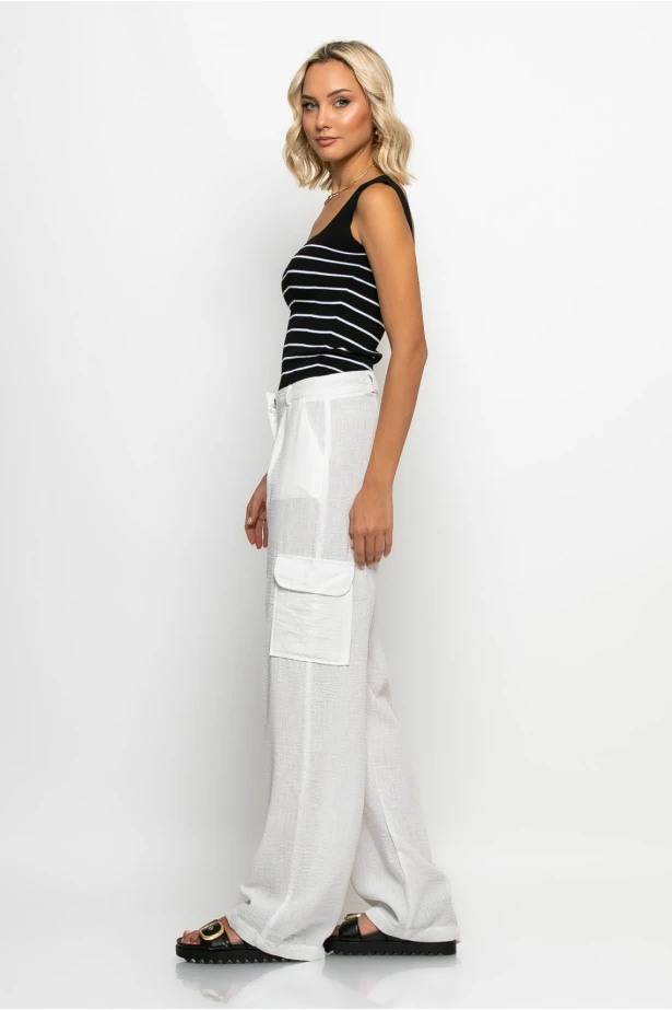 Cargo παντελόνι loose fit λευκό Cargo παντελόνι loose fit λευκό