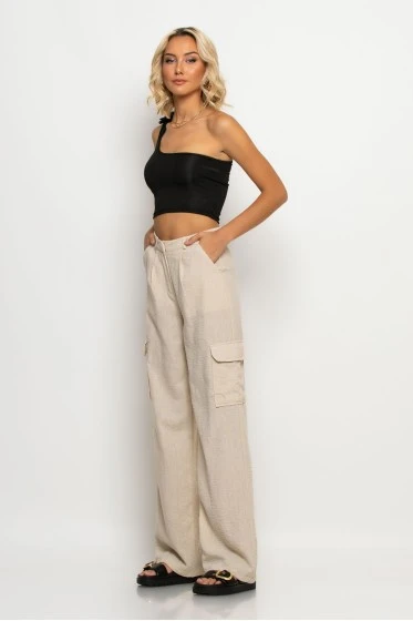 Cargo παντελόνι loose fit μπεζ