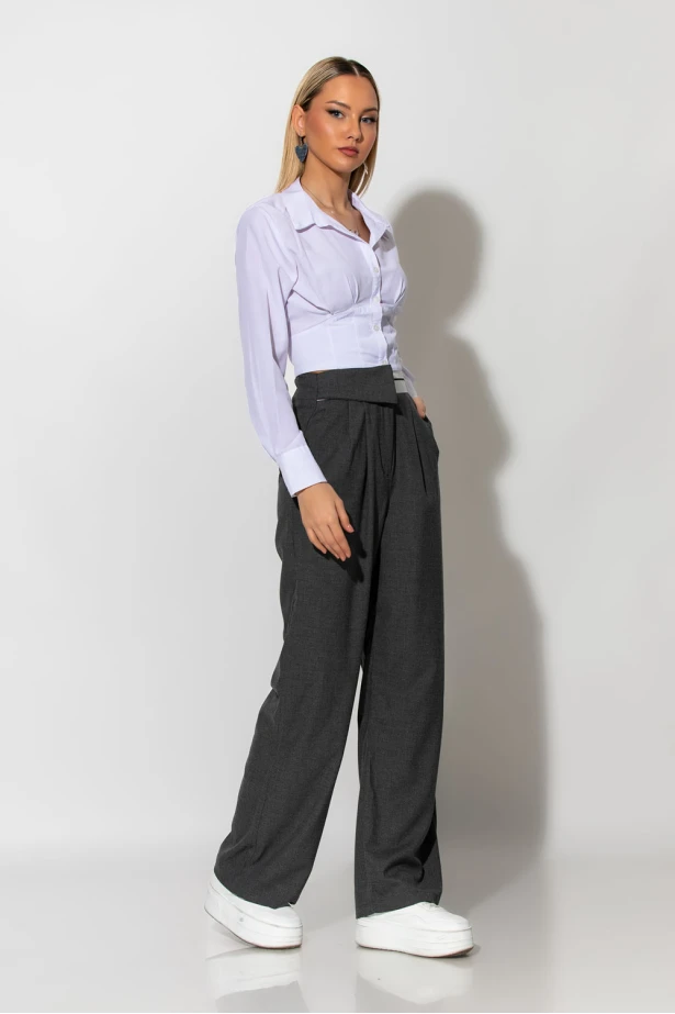 Παντελόνι tailoring με λευκή λεπτομέρεια ανθρακί