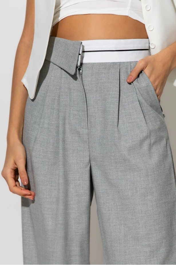 Παντελόνι tailoring με λευκή λεπτομέρεια γκρι Παντελόνι tailoring με λευκή λεπτομέρεια γκρι