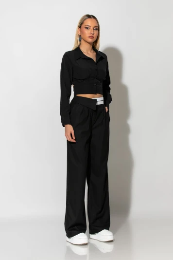 Παντελόνι tailoring με λευκή λεπτομέρεια ανθρακί