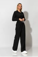 Παντελόνι tailoring με λευκή λεπτομέρεια μαύρο Παντελόνι tailoring με λευκή λεπτομέρεια μαύρο