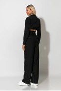 Παντελόνι tailoring με λευκή λεπτομέρεια μαύρο Παντελόνι tailoring με λευκή λεπτομέρεια μαύρο