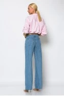 Jean straight leg flower strass μπλε