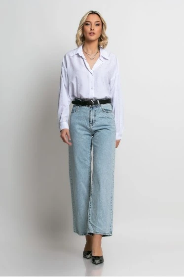 Cropped jean wide leg μπλε ανοιχτό