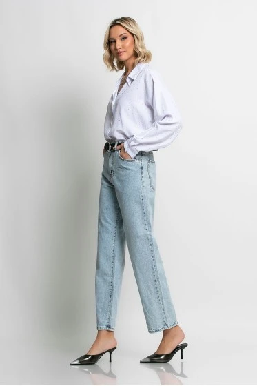 Cropped jean wide leg μπλε ανοιχτό