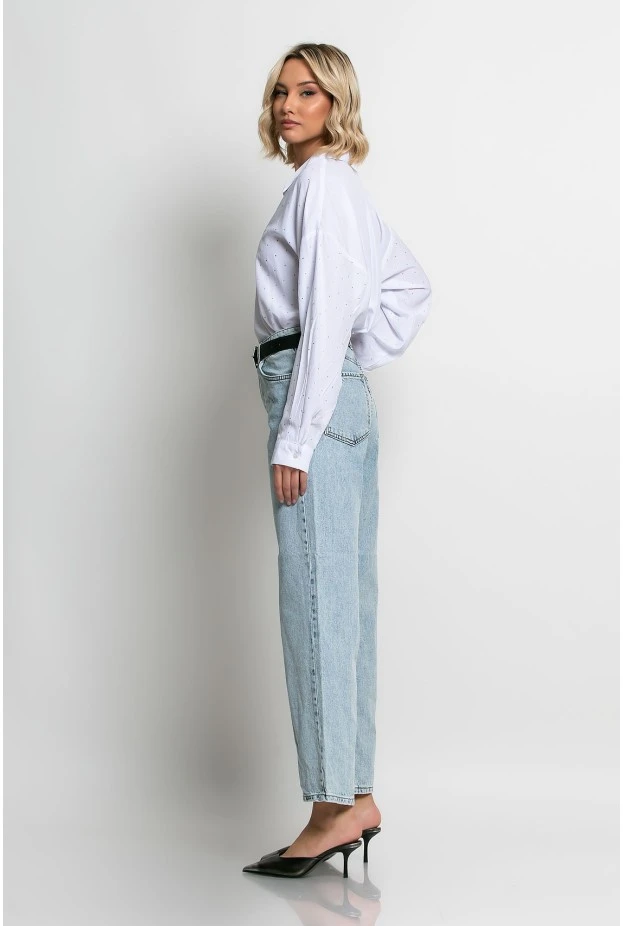 Cropped jean wide leg μπλε ανοιχτό