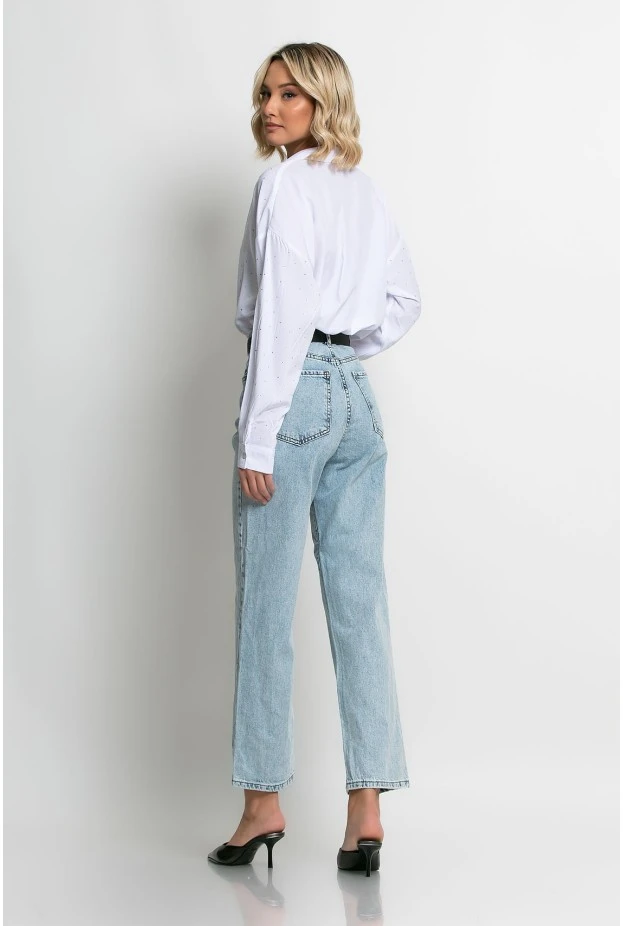 Cropped jean wide leg μπλε ανοιχτό