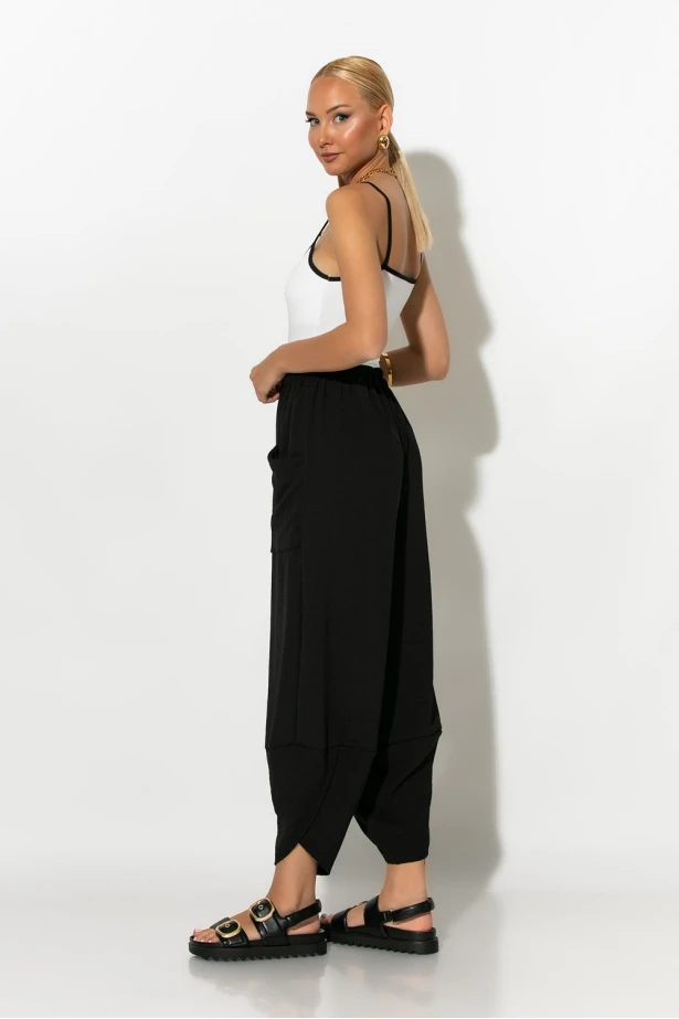 Baggy παντελόνι με τσέπες μπροστά μαύρο Baggy παντελόνι με τσέπες μπροστά μαύρο