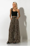 Παντελόνα με ζωνάκι και λάστιχο στην μέση leopard print μπεζ ανοιχτό