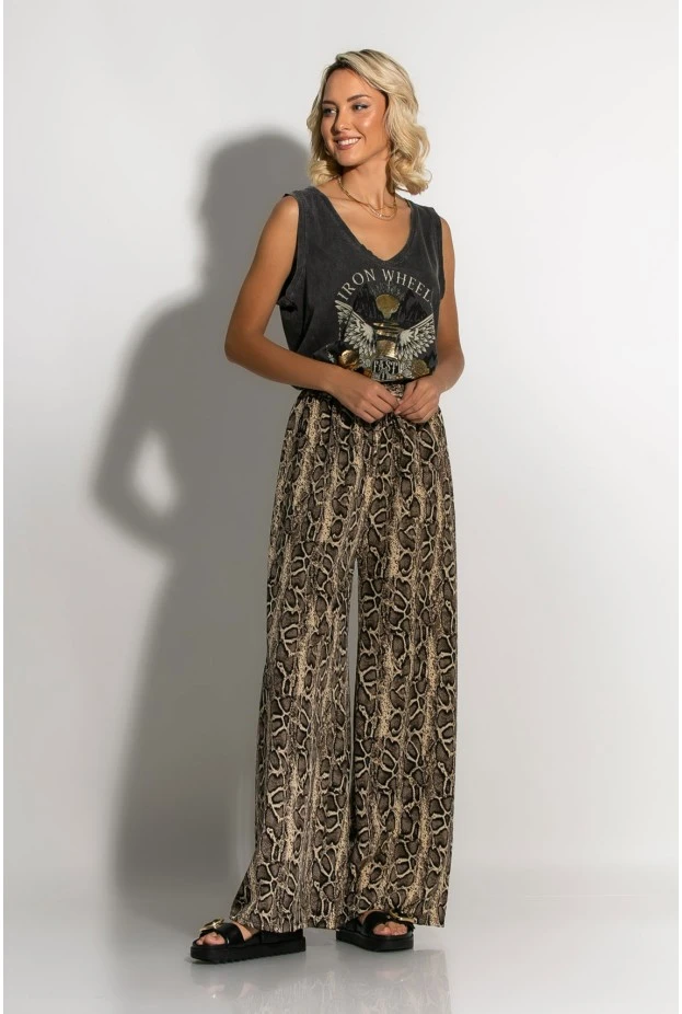 Παντελόνα με λάστιχο στην μέση snake print 