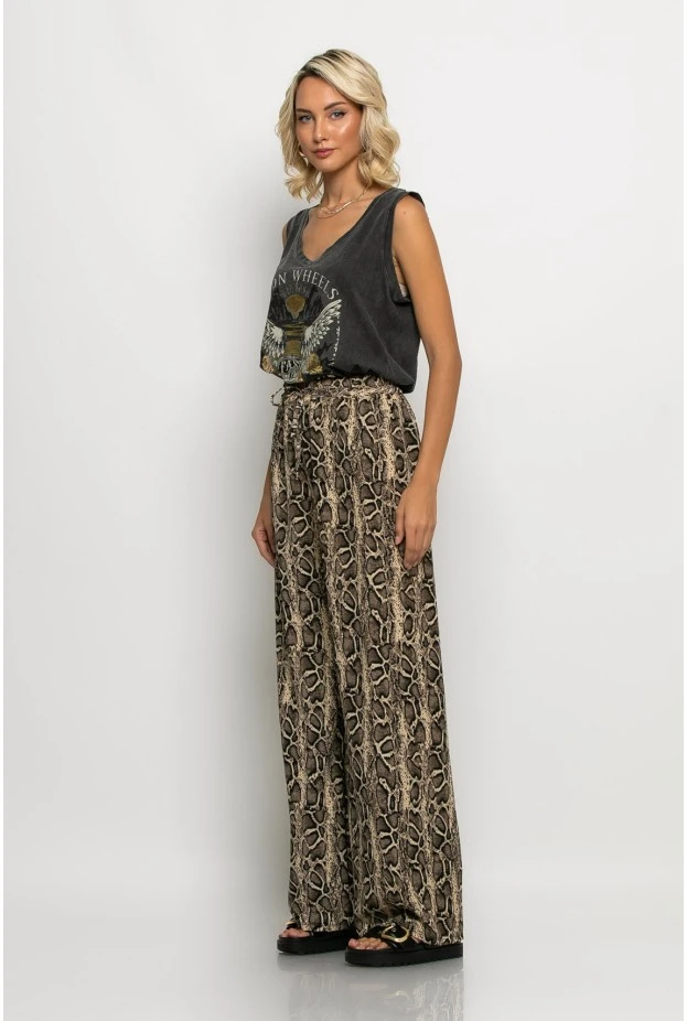 Παντελόνα με λάστιχο στην μέση snake print 