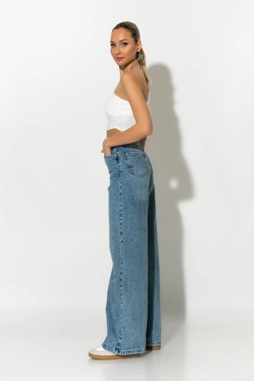 Jean wide leg μπλε