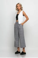 Cropped παντελόνι wide leg γκρι σκούρο