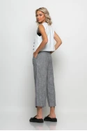 Cropped παντελόνι wide leg γκρι σκούρο
