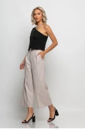 Cropped παντελόνι wide leg μπεζ ανοιχτό Cropped παντελόνι wide leg μπεζ ανοιχτό