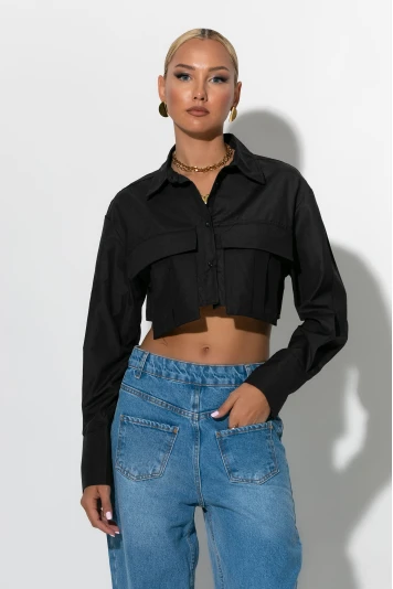 Jean wide leg με λεπτομέρεια τσέπες μπροστά μπλε