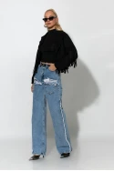 Jean straight leg distressed μπλε