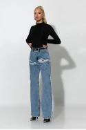 Jean straight leg distressed μπλε