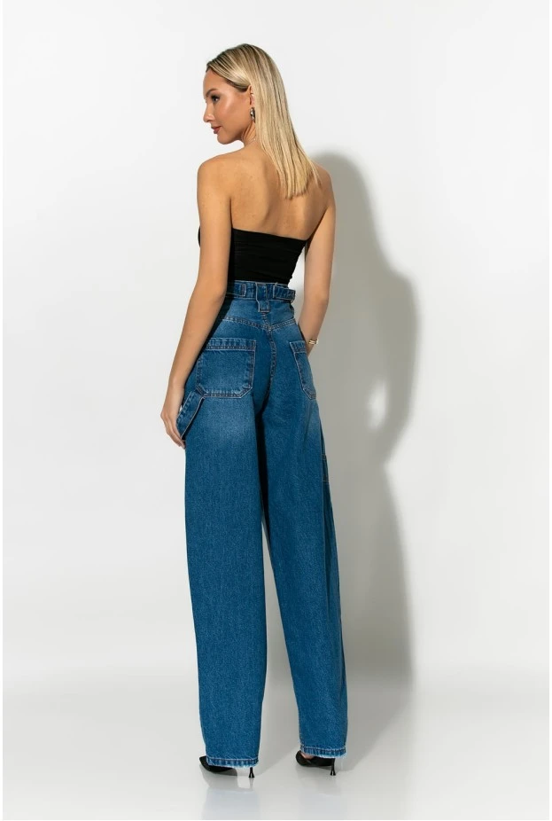 High rise boyfriend jean μπλε