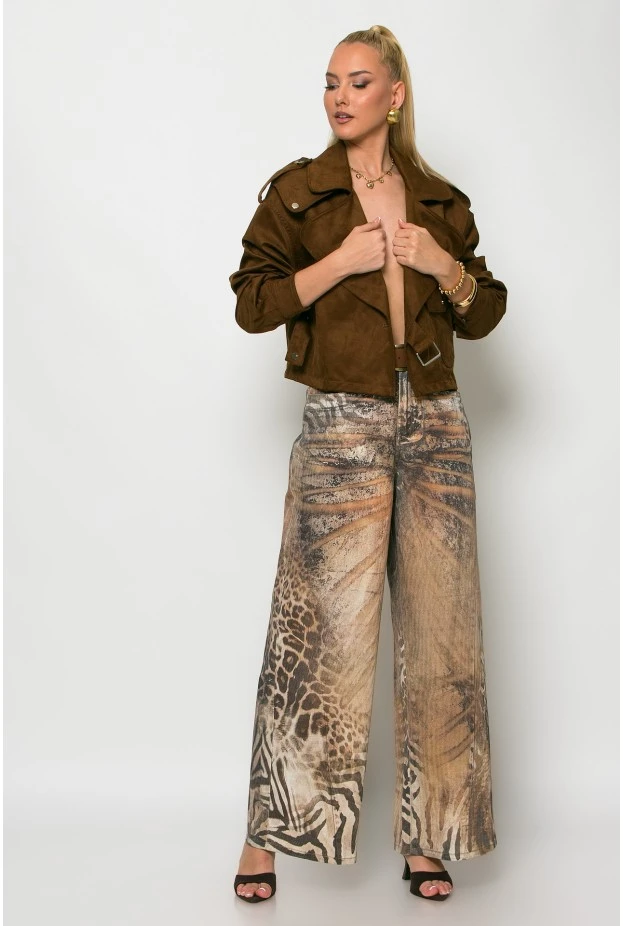 Jean loose fit animal print ταμπά