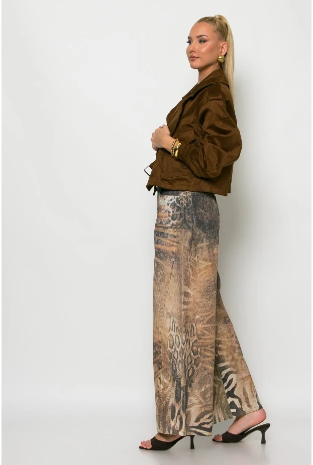 Jean loose fit animal print ταμπά