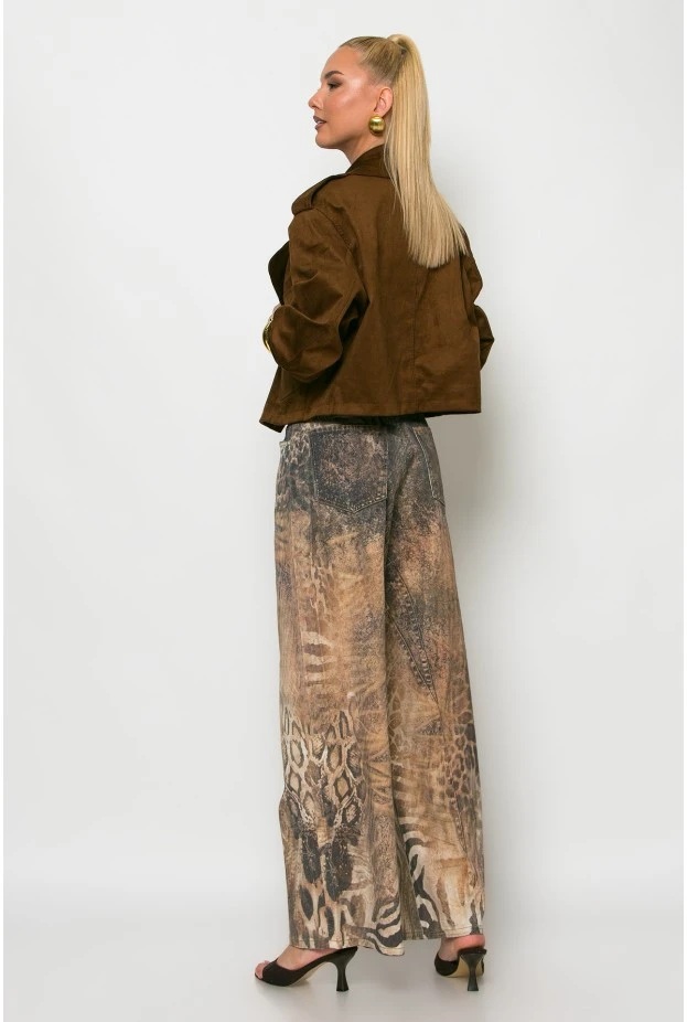 Jean loose fit animal print ταμπά