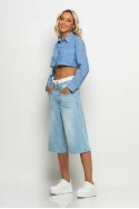 Boxer jean baggy βερμούδα μπλε ανοιχτό