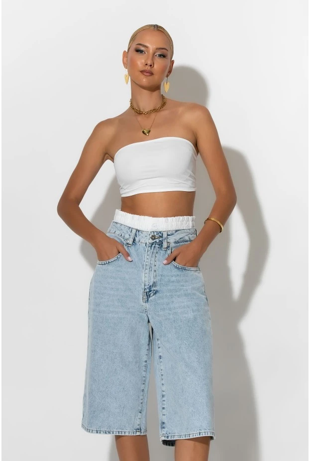Jean boxer loose fit βερμούδα μπλε ανοιχτό