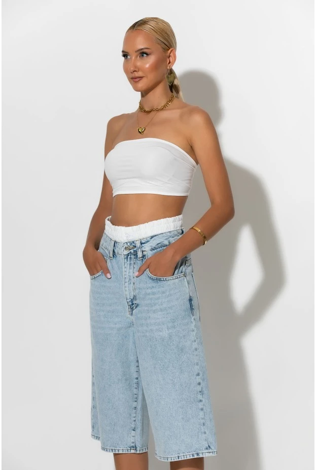 Jean boxer loose fit βερμούδα μπλε ανοιχτό