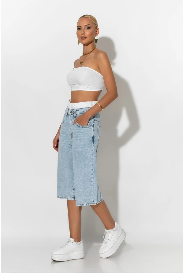 Jean boxer loose fit βερμούδα μπλε ανοιχτό