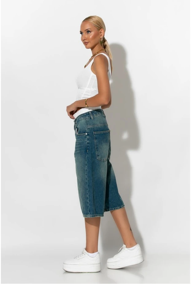 Jean boxer loose fit βερμούδα μπλε σκούρο