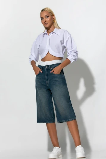Jean boxer loose fit βερμούδα μπλε σκούρο 