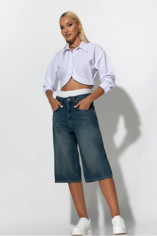 Jean boxer loose fit βερμούδα μπλε σκούρο 