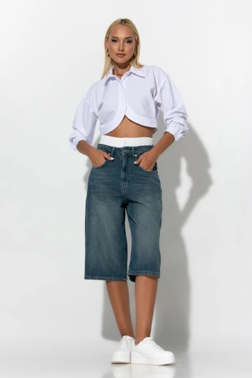 Jean boxer loose fit βερμούδα μπλε σκούρο 