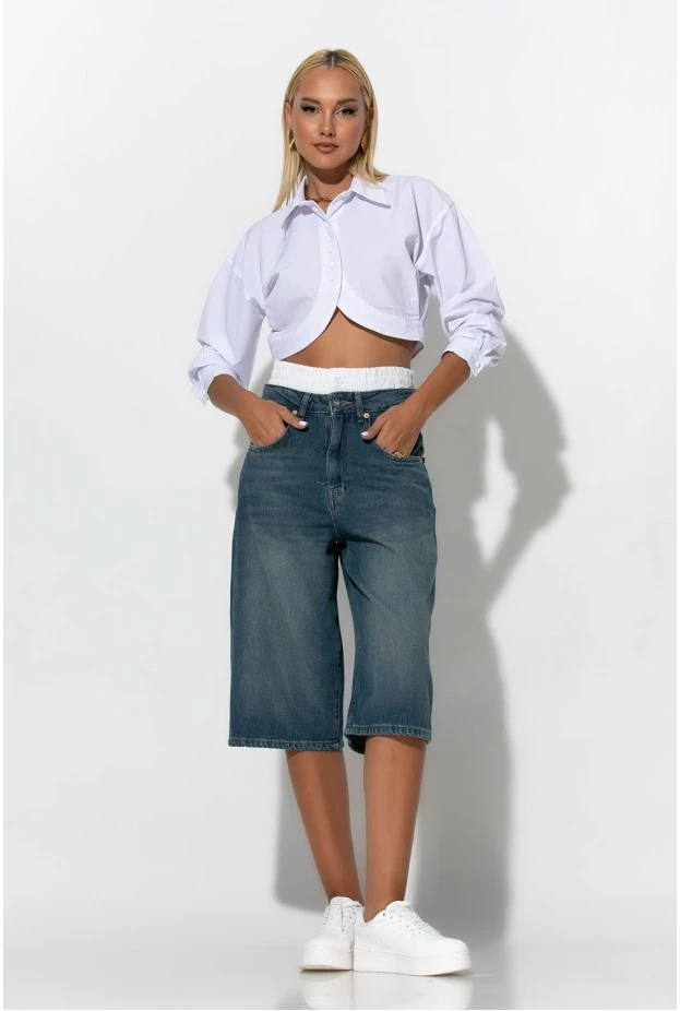 Jean boxer loose fit βερμούδα μπλε σκούρο