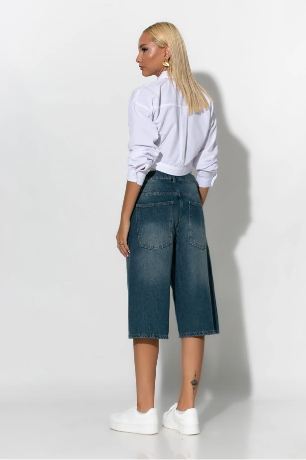 Jean boxer loose fit βερμούδα μπλε σκούρο 