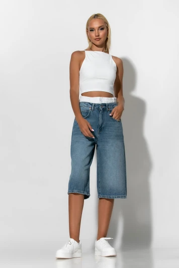 Jean boxer loose fit βερμούδα μπλε σκούρο 