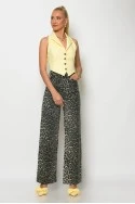 Jean straight leg leopard print γκρι