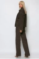 Jean wide leg με πουά καφέ