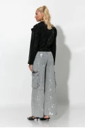 Jean cargo wide leg splatter bleach γκρι